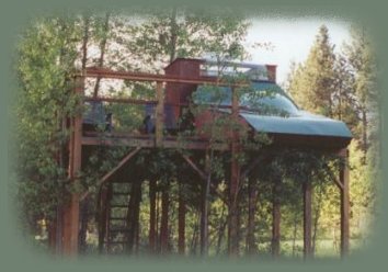 the stargazer tree house at the nature retreat in southern oregon near crater lake national park.